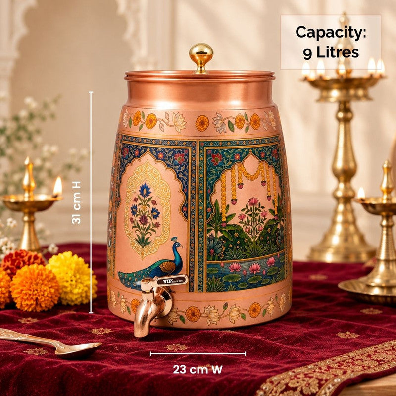 Copper Matka Water Dispenser with Tap & Lid