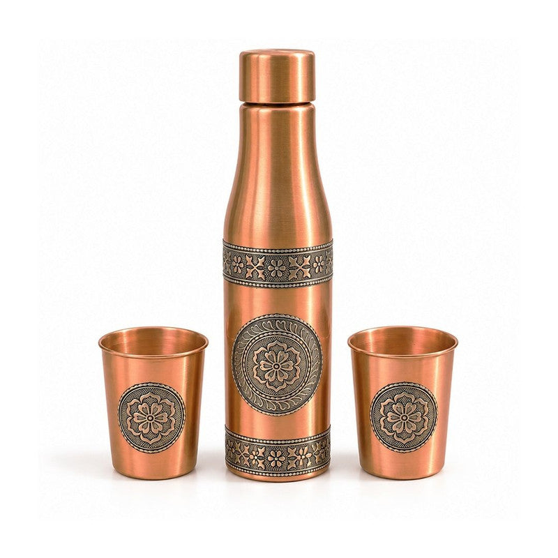 Solo Foil Gift Set with 1 Copper Bottle & 2 Glasses