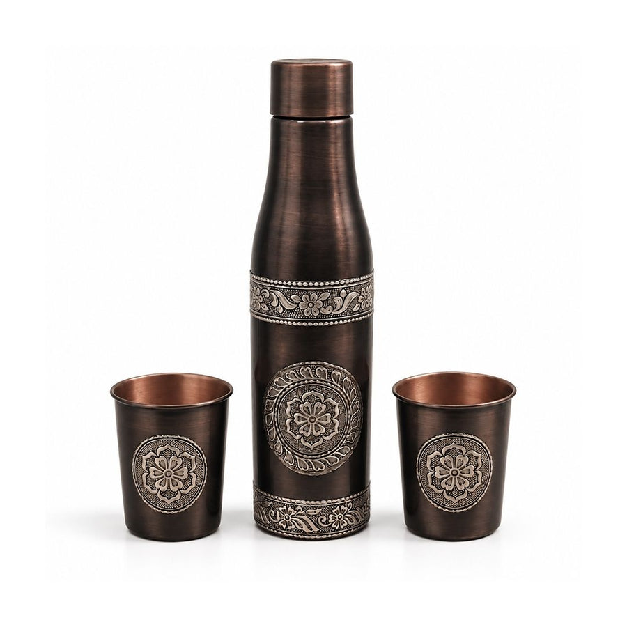 Antique Foil Gift Set with 1 Bottle & 2 Glasses