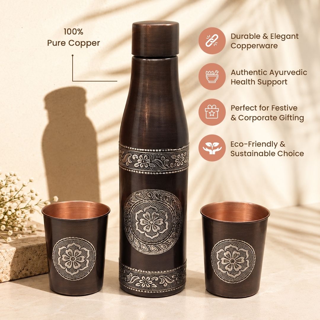 Antique Foil Gift Set with 1 Bottle & 2 Glasses