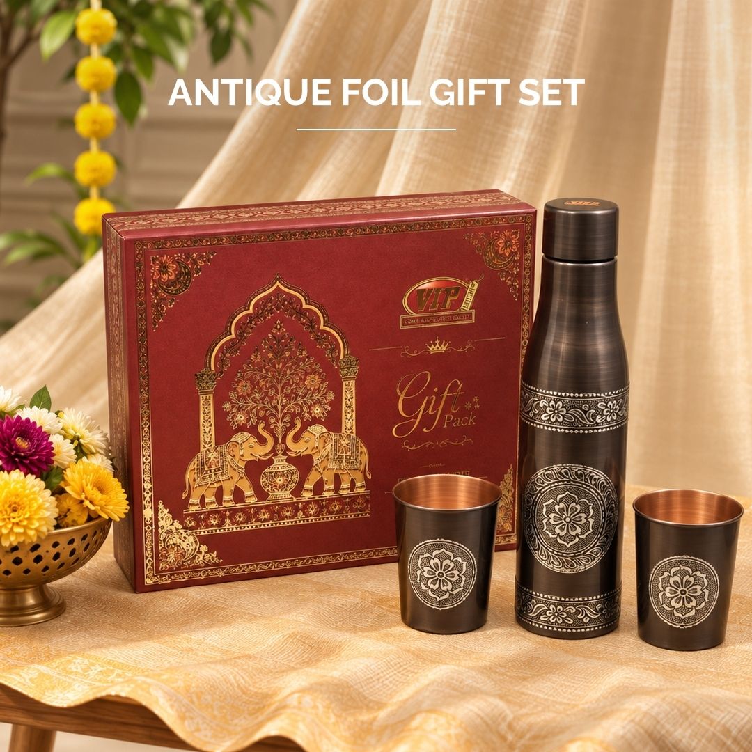 Antique Foil Gift Set with 1 Bottle & 2 Glasses