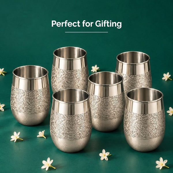Stainless Steel Glass Set of 6 for Home Dining - alternate view