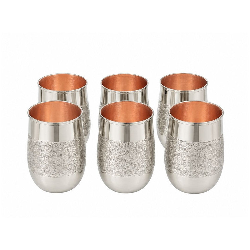 Copper Glass Set of 6, 400 ml Drinking Tumblers