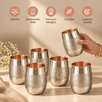 Copper Glass Set of 6, 400 ml Drinking Tumblers