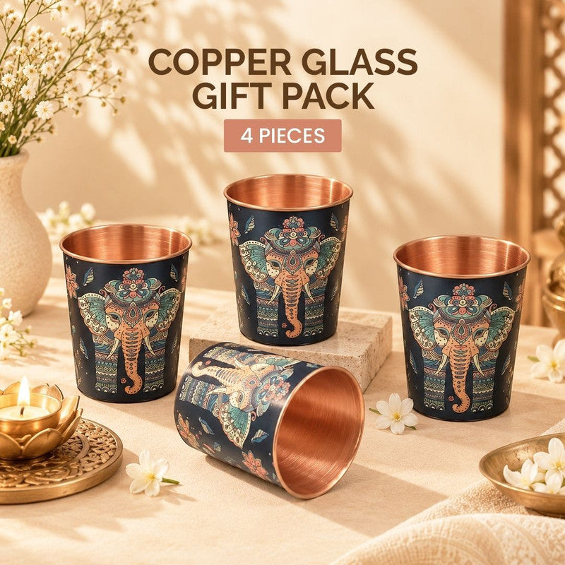 Copper Glass Set of 4 Drinking Tumblers