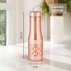Hammered Copper Water Bottle with Diamond-Cut Design