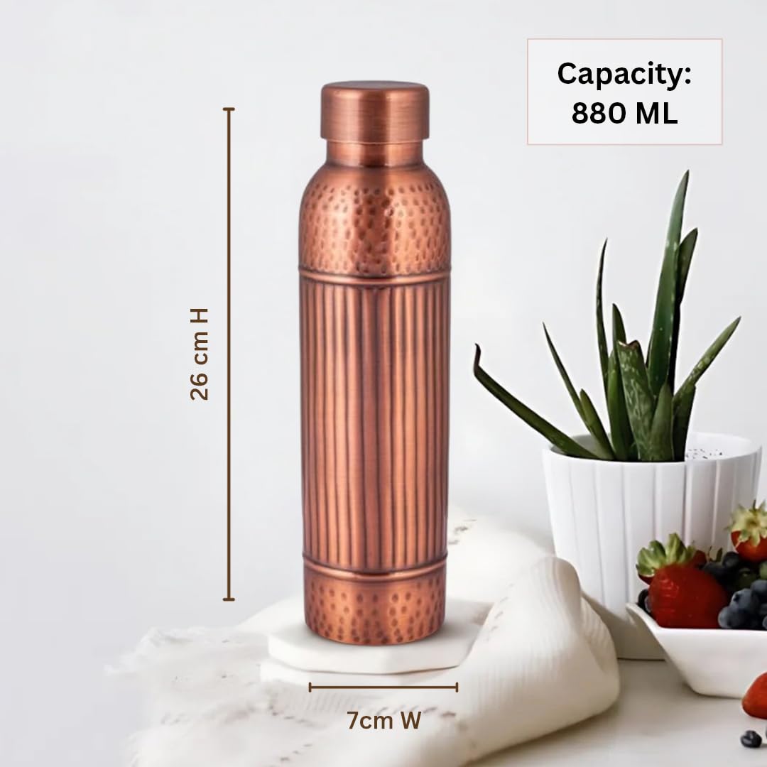 Hammered Copper Water Bottle with Vintage Finish