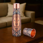 Designer Copper Bottle & Glass Set with Lion Motif