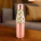 Handcrafted Floral Engraved Copper Bottle & Glass Set