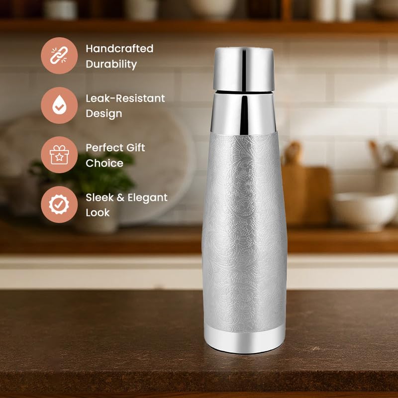 Silver Copper Bottle & Glass Gift Set