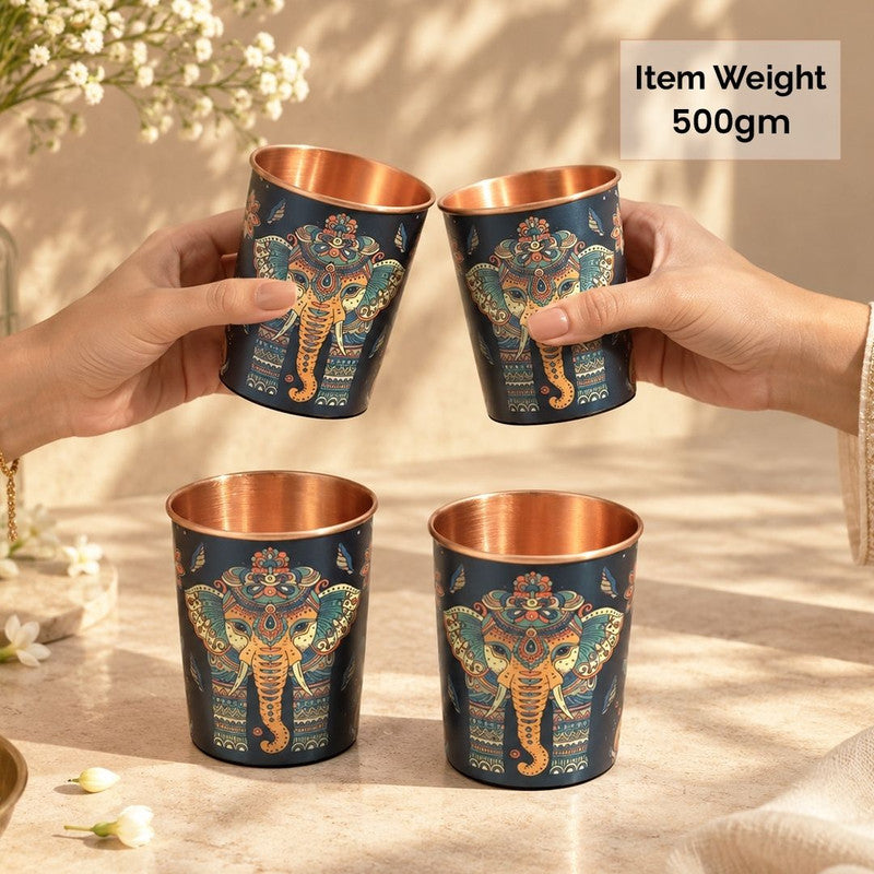 Copper Glass Set of 4 Drinking Tumblers