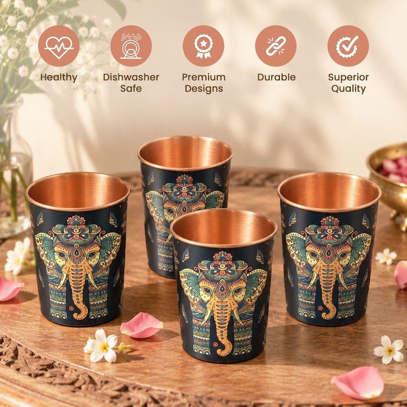 Copper Glass Set of 4 Drinking Tumblers