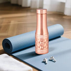 Hammered Copper Water Bottle with Diamond-Cut Design