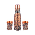 Designer Copper Bottle & Glass Set with Lion Motif