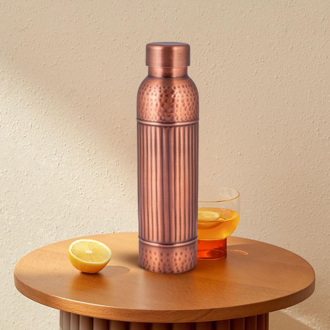 Hammered Copper Water Bottle with Vintage Finish