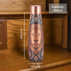 Designer Copper Bottle & Glass Set with Lion Motif