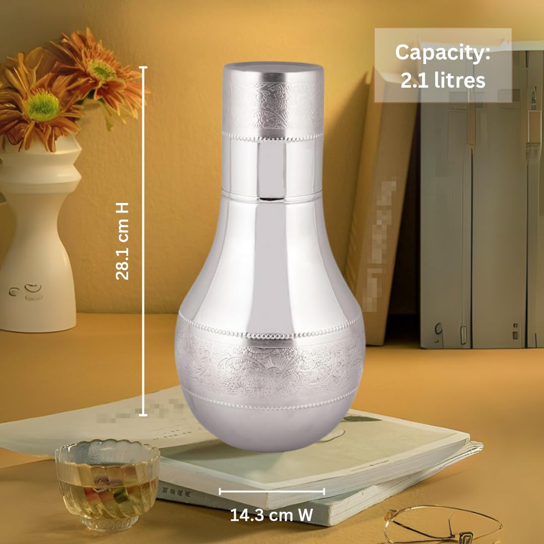 Surahi Silver Copper Water Jug