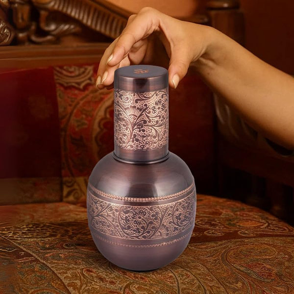 Surahi Vintage Copper Water Jug - alternate view