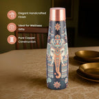 Copper Bottle & Glass Set with Elephant & Mandala Design