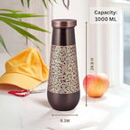 Designer Copper Bottle with Black & Copper Floral Etching