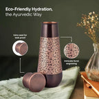 Designer Copper Bottle with Black & Copper Floral Etching