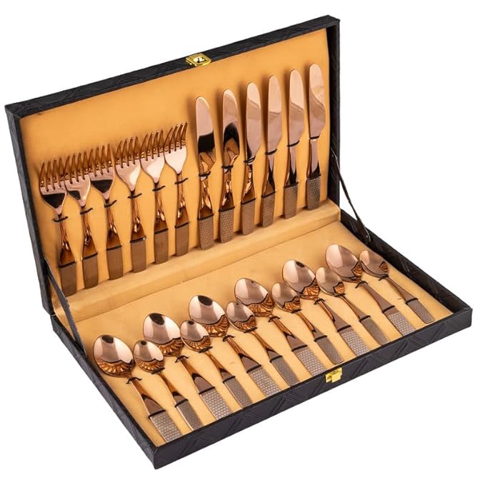 VIP Luxe 24-Piece Rose Gold Cutlery Set