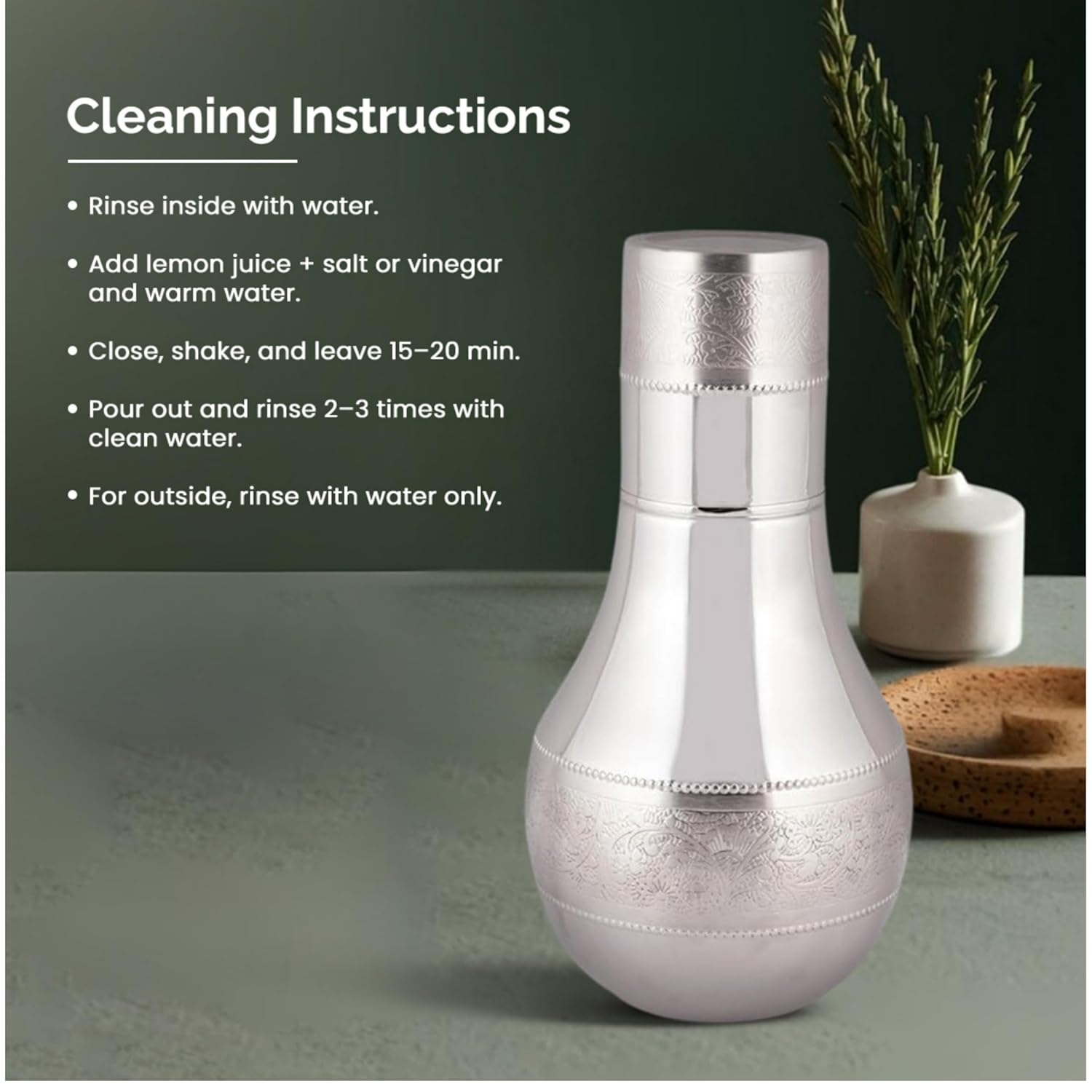 Surahi Silver Copper Water Jug