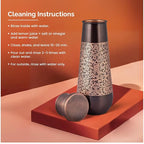 Designer Copper Bottle with Black & Copper Floral Etching