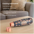 Copper Bottle & Glass Set with Elephant & Mandala Design